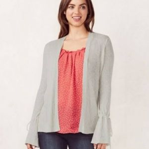 LC Lauren Conrad Ribbed Bell Sleeve Open Cardigan
